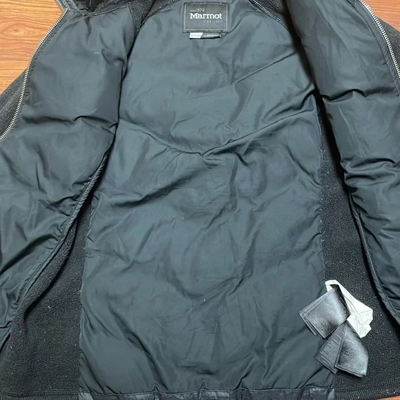 MARMOT Thea Jacket Down Insulated Hybrid with Fleece Sleeves Faux Fur Collar, XS - Picture 9 of 13